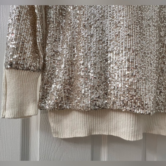 INC International Concepts Gold Sequin Sweatshirt NWT Size Small - Picture 3 of 11